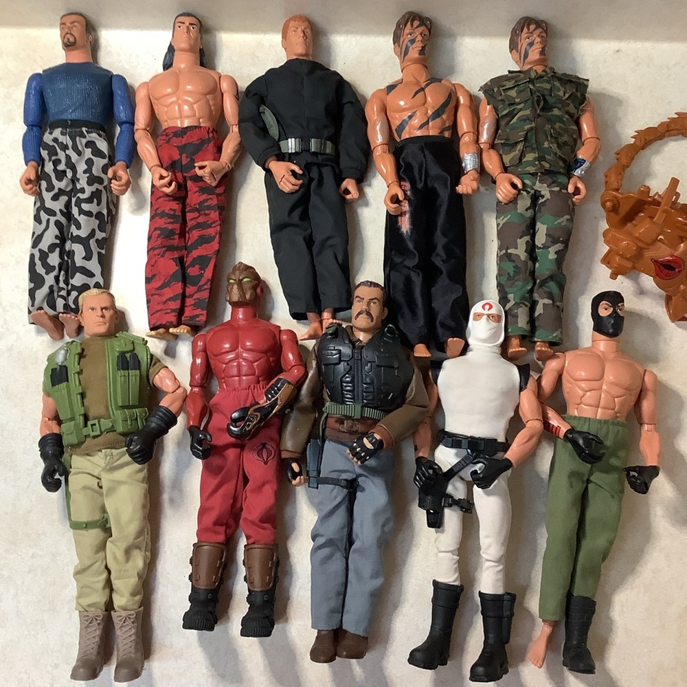 Vintage G.I. Joe 12” Action Figures (10) Military Soldier w/ Outfits Accessories